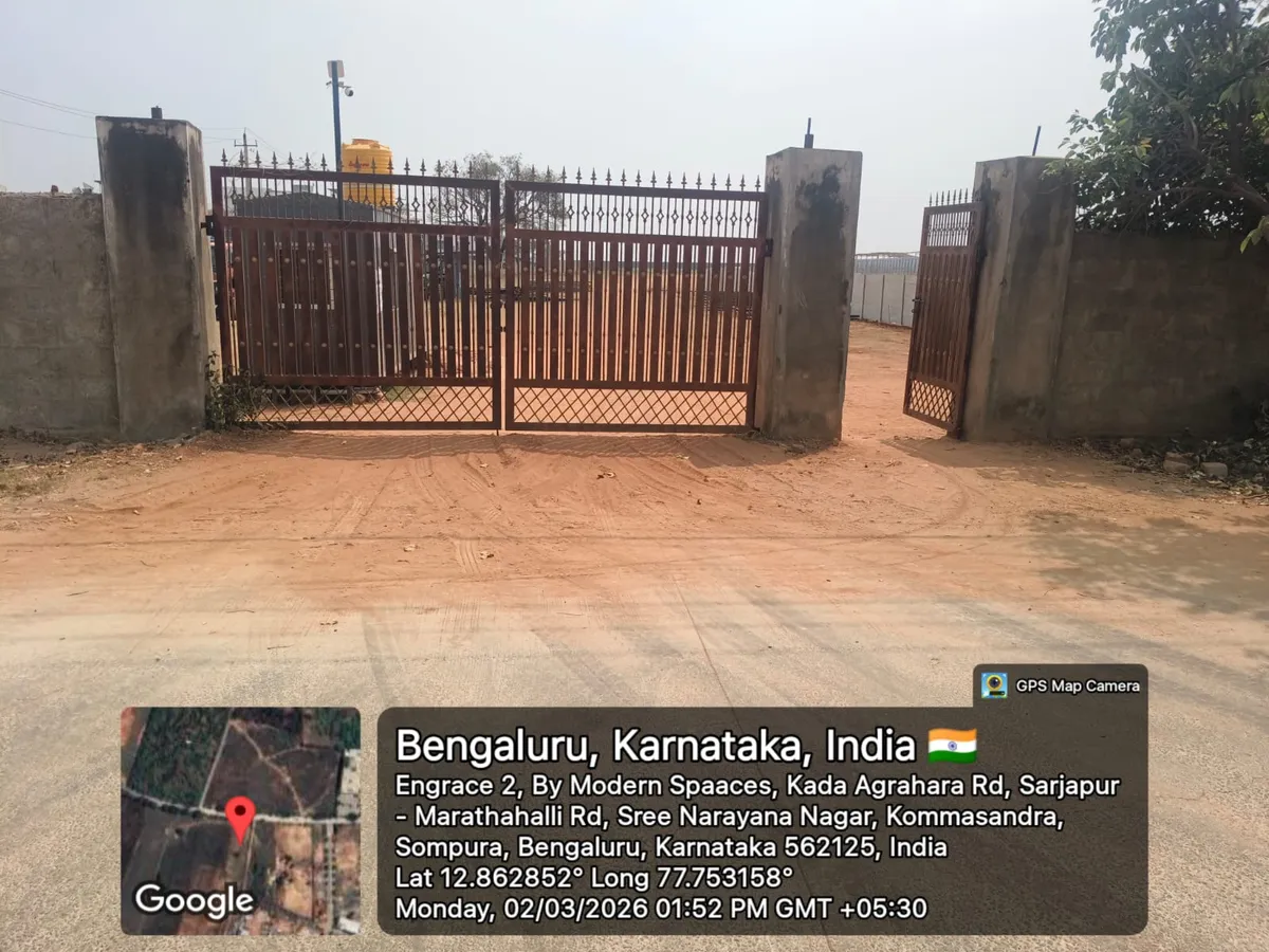 Godrej Regent Park main entrance gate viewed from Kada Agrahara Road, Sarjapur — March 2026 (Karnataka RERA filing)